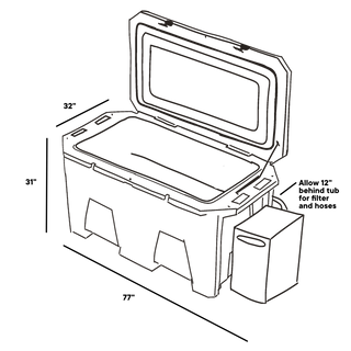 A sketch of the footprint and dimensions of the Exclusive Desert Plunge grizzly cold plunge tub