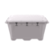 A photo of a closed Grizzly 450 cold plunge tub in a light gray color.