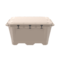 A photo of a closed Grizzly 450 cold plunge tub in a tan color.